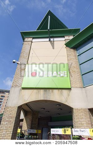 Swansea, UK: August 13, 2017: Homebase is a home improvement retail chain for DIY, garden equipment and furniture.