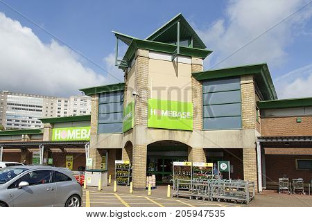 Swansea, UK: August 13, 2017: Homebase is a home improvement retail chain for DIY, garden equipment and furniture.
