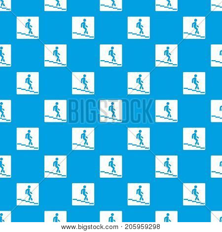 Underpass road sign pattern repeat seamless in blue color for any design. Vector geometric illustration