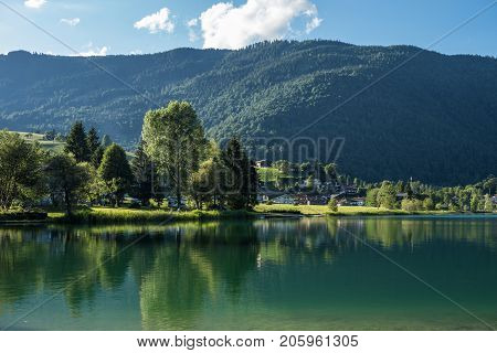 The Mountain Lake Thiersee In Tyrol, Austria