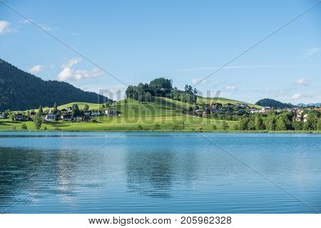 The Mountain Lake Thiersee In Tyrol, Austria