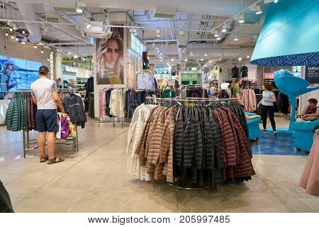 SAINT PETERSBURG, RUSSIA - CIRCA AUGUST, 2017: inside befree store at Galeria shopping center. Galeria is major shopping and entertainment center is located in downtown of St. Petersburg