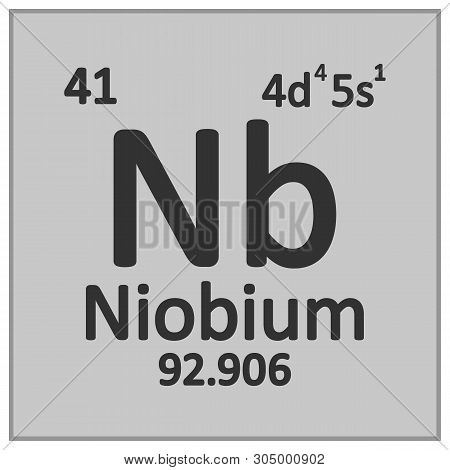 Periodic Table Element Niobium Icon On White Background. Vector Illustration.