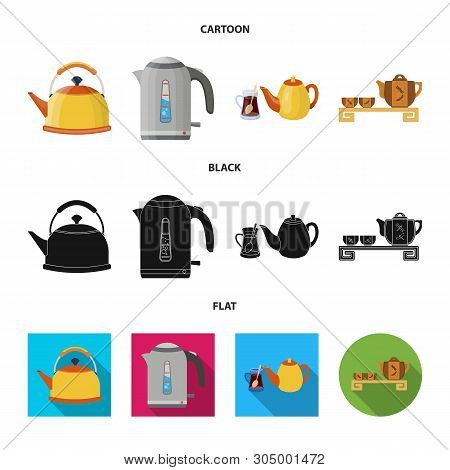 Vector Design Of Kettle And Tea Icon. Set Of Kettle And Electric Stock Symbol For Web.