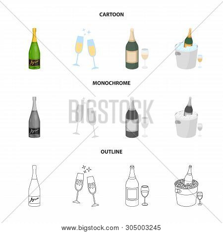 Isolated Object Of Cork And New Logo. Set Of Cork And Wine Vector Icon For Stock.
