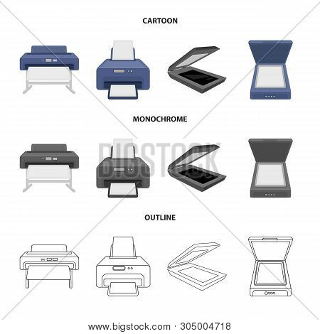 Vector Illustration Of Printer And Plotter Symbol. Collection Of Printer And Machine Stock Vector Il