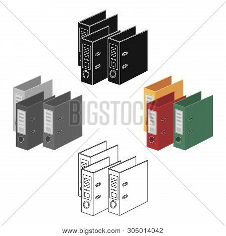 Ring Binders Icon In Cartoon, Black Style Isolated On White Background. Library And Bookstore Symbol