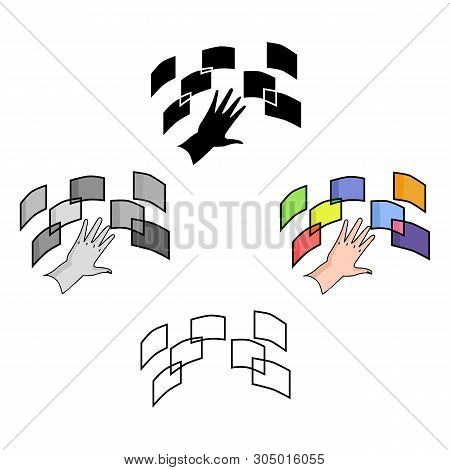 Interface Of The Virtual Reality Icon In Cartoon, Black Style Isolated On White Background. Virtual 