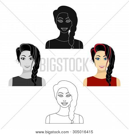 Black Hair Woman Icon In Cartoon, Black Style Isolated On White Background. Woman Symbol Stock Vecto
