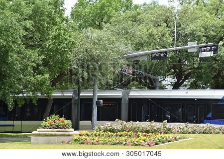 Houston, Tx - Apr 23: Metrorail Is The 22.7-mile Light Rail System In Houston, Texas, As Seen On Apr