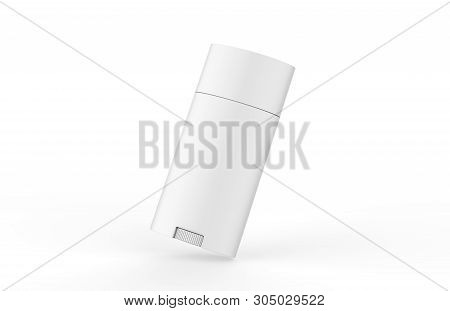 White Blank Roll On Deodorant And Lip Balm Tube, Mock Up Template On Isolated White Background, 3d I