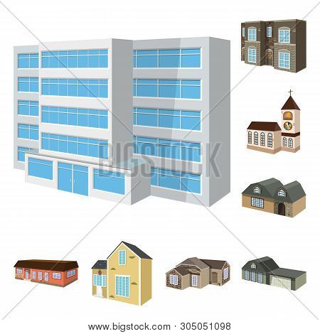 Vector Illustration Of Building And Home Sign. Set Of Building And Construction Vector Icon For Stoc