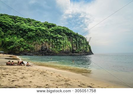 Bali, Indonesia - January 14, 2018: Kids Playing At Tropical Beach In Bali Near Chandidasa, Knowen A