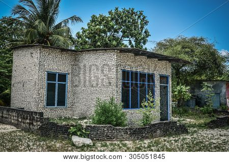 Empty Street In Traditional Maldivian Village  On Fehendhoo Island, Baa Atoll