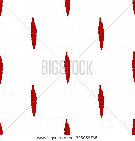 Seamless Pattern With Red Christmas Spiral Toys On White Background. Holiday Christmas Swirl Toy For