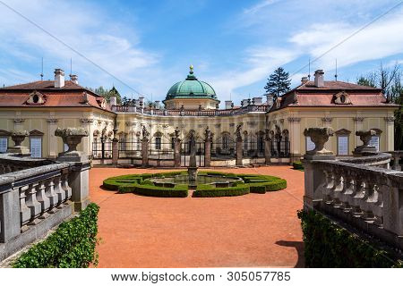 Buchlovice Castle Architecture Detail In Moravia, Czech Republic, Sunny Summer Day