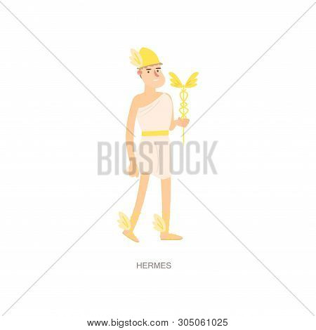 Greek Ancient Mythology Man God Hermes With Gold Helmet
