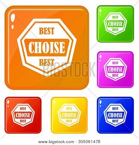 Best Choise Label Icons Set Collection Vector 6 Color Isolated On White Background