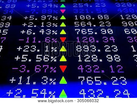 Figures And Percentages Of Growth Rates On The Stock Exchange. Market Concept Background