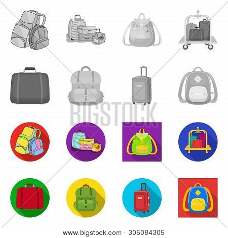 Vector Design Of Backpack And Bag  Symbol. Collection Of Backpack And School Vector Icon For Stock.