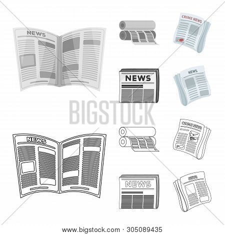 Vector Illustration Of Daily And Folded Logo. Collection Of Daily And Paper Stock Vector Illustratio