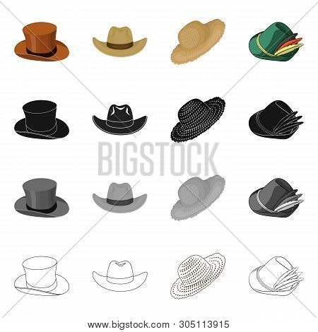 Vector Design Of Hat And Cap Logo. Set Of Hat And Model Stock Vector Illustration.