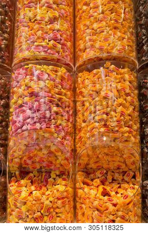 The Hague, The Netherlands - June 6 2019: Candy Store In The Hague With Wrapped Sweets And Toffees I