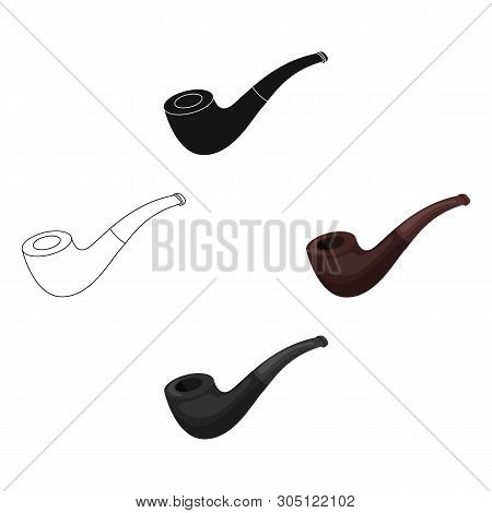 Tobacco Pipe Icon In Cartoon, Black Style Isolated On White Background. Pirates Symbol Stock Vector 