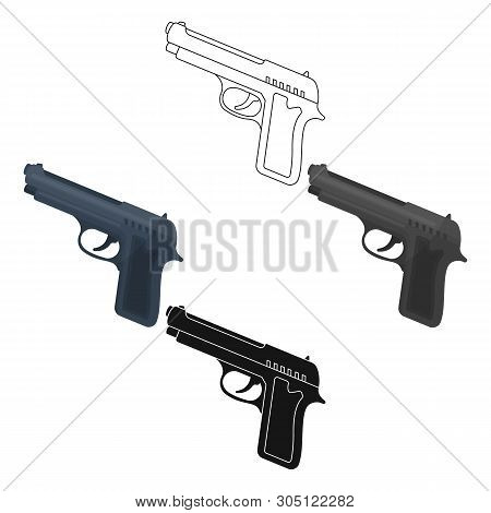 Handgun Icon In Cartoon, Black Style Isolated On White Background. Police Symbol Stock Vector Illust