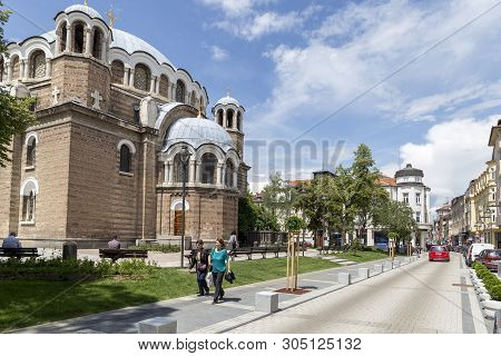 Sofia, Bulgaria - June 6: Pedestrians Walks Through The Renovated 