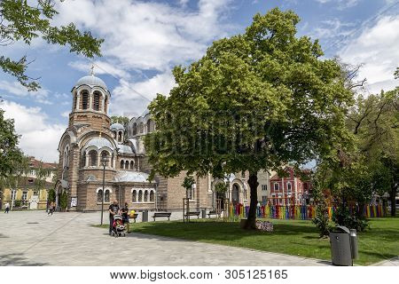 Sofia, Bulgaria - June 6: Pedestrians Walks Through The 