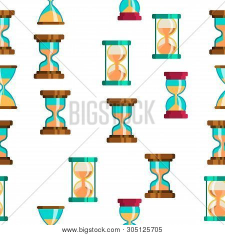 Sandclock Icon Seamless Pattern Vector. Timer Symbol. Interval Sandclock Icons Sign. Alarm Hourglass