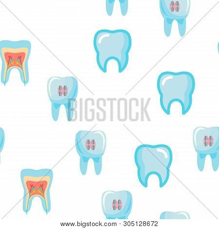 Tooth Icon Seamless Pattern Vector. Dental Draphic. Oral Medical Care. Mouth Tooth Pain Icon. Illust