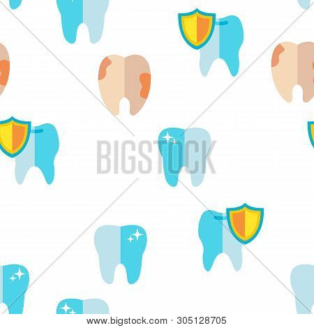 Tooth Icon Seamless Pattern Vector. Dental Draphic. Oral Medical Care. Mouth Tooth Pain Icon. Illust