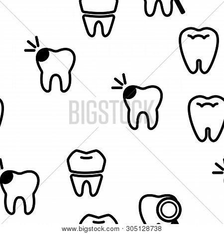 Tooth Icon Seamless Pattern Vector. Dental Draphic. Oral Medical Care. Mouth Tooth Pain Icon. Illust