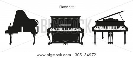 Set Of Piano On The White Background. Vector Illustration.