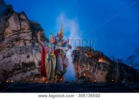 Art Culture Thailand Dancing In Masked Khon In Literature Ramayana,thai Classical Monkey Masked, Kho