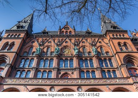 Facade Of The Historic Standehaus Building In Rostock, Germany
