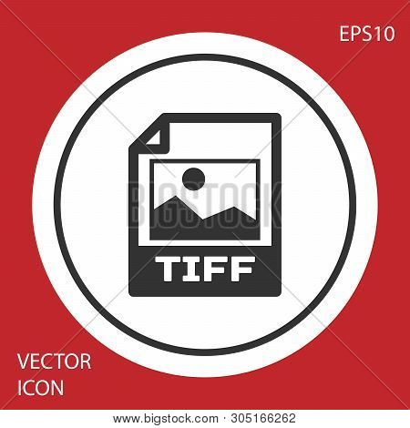 Grey Tiff File Document Icon. Download Tiff Button Icon Isolated On Red Background. Tiff File Symbol