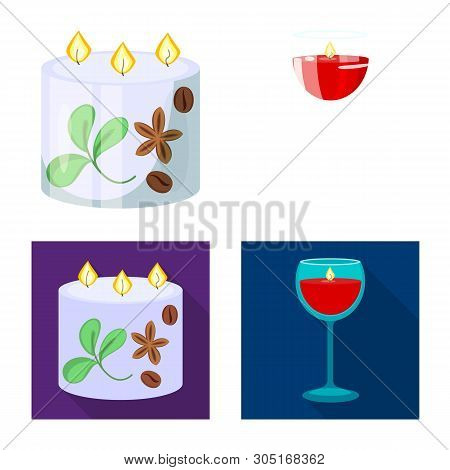 Vector Illustration Of Relaxation And Flame Icon. Set Of Relaxation And Wax Vector Icon For Stock.