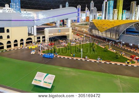 Dubai, Uae, January 09, 2019: Miniature Of The Mall Of Emirates And The Sheikh Zayed Road Metro Stat