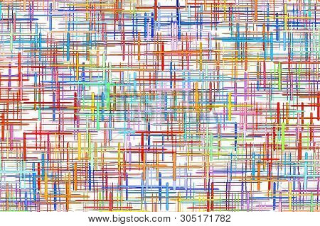 Abstract Multicolored Grid And Checkered Pattern As Background. Digitally Generated Image.