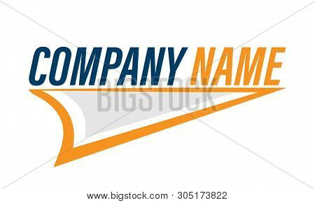 Company Logo Template. Logo Orange In The Shape Of The Aircraft. Logo Piece Of Paper On A White Back