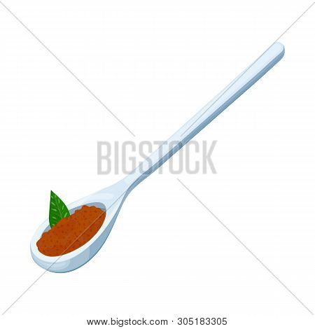 Vector Design Of Spoon  And Tea  Sign. Set Of Spoon  And Leaf  Vector Icon For Stock.