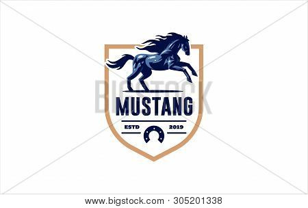 Horse Image In Classic Minimal Style. Badge Vector Illustration.