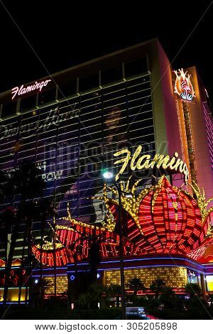 Las Vegas, Nv/usa - Sep 16,2018: Exterior Views Of The Flamingo Casino Resort On The Las Vegas Strip