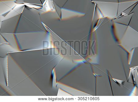 Abstract Background With 3d Shapes And Prism Color Shift