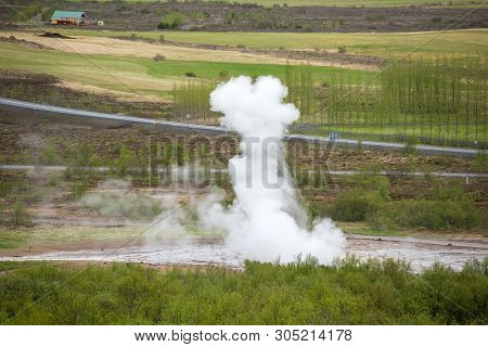 Strokkur Geysir In The Moment Of Eruption, Iceland