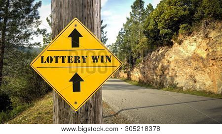 Street Sign The Direction Way To Lottery Win