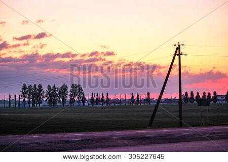 Landscape with the Image of a Country Road at sunset